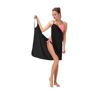 FXTYK Bikini cover up abito da spiaggia sexy spaghetti senza volant abito lungo avvolgente estivo da donna, Nero , Taglia Unica
