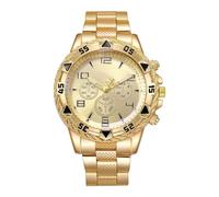 fxwtich 3 quadranti orologio da uomo d'affari orologio di lusso cinturino in lega 3 mani minimalista metallo abito maschile orologio al quarzo gioielli moda regalo di compleanno, dorato, Stile del