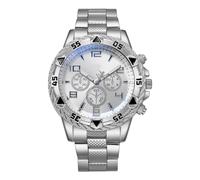 fxwtich 3 quadranti orologio da uomo d'affari orologio di lusso cinturino in lega 3 mani minimalista metallo abito maschile orologio al quarzo gioielli moda regalo di compleanno, bianco, Stile del