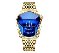 fxwtich Orologio con movimento al quarzo Certo Ecco un titolo del prodotto per l'elenco Cool Men Mirror Shine Impermeabile Cinturino in acciaio dorato Moda Uomo Dress Orologio da polso, Blu, Stile del