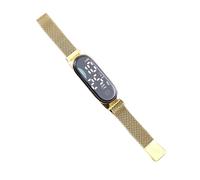 fxwtich Orologio da polso in metallo ergonomico LED digitale impermeabile magnete in lega inossidabile touch screen quadrante leggibile ad alta precisione lunga a batteria unisex, dorato, Stile del