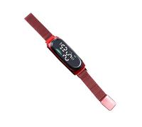 fxwtich Orologio da polso in metallo ergonomico LED digitale impermeabile magnete in lega inossidabile touch screen quadrante leggibile ad alta precisione lunga a batteria unisex, Rosso, Stile del