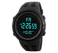 fxwtich Orologio sportivo da uomo, elettronica, display leggibile, accurato, 12/24 ore, nero, Stile del quadrante