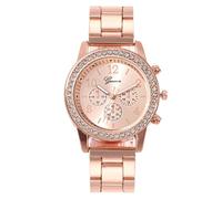 fxwtich Set di orologi con strass movimento al quarzo gioielli braccialetto collana anello orecchini in acciaio inox accessori decorativi regalo di compleanno, B, Stile del quadrante