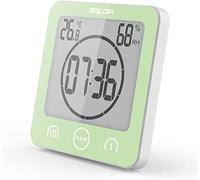 FXxswey Orologio Digitale LCD per Doccia, Orologio da Bagno Orologio da Doccia Impermeabile Orologio da Polso Temperatura umidità Orologio da Parete Orologio da Cucina Timer da Cucina (Verde)