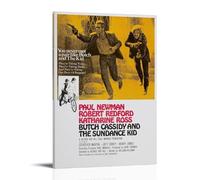 FXZFDCD Poster su tela con immagine di Butch Cassidy e il Sundance Kid del film retrò e stupefacente serie TV, decorazione artistica da parete per camera da letto, 50 x 75 cm, con cornice
