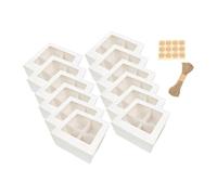 Fxzqgnh 12 Pezzi Scatole Cupcake Porta Dolci Biscotti E Dessert in Carta con Finestra Trasparente Facile Montaggio Resistenti Adatte per Compleanni Matrimoni, 4 Griglie