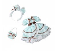 Fxzqgnh Abito per Bambola Set Vestiti Outfit Completo Accessori con Tocchi Romantici Fiocchi Coordinati Adatto a Scene di Raccolta Esposizione Giocattolo, Principessa, Con Balze E Fiocco, Azzurro