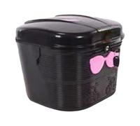 Fxzqgnh Cestino per, Montaggio Anteriore, Design con Lucchetto E Coperchio, Resistente all'Acqua, Contenitore Portaoggetti Robusto da 10 kg, Nero Rosa
