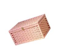 Fxzqgnh Cesto Portaoggetti con Coperchio, Cesto per La Biancheria, Scaffale Intrecciato per La Casa, Cestino, Contenitore, Organizer, Custodia per Snack, Came, Rosa