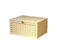 Fxzqgnh Cesto Portaoggetti con Coperchio, Cesto per La Biancheria, Scaffale Intrecciato per La Casa, Cestino, Contenitore, Organizer, Custodia per Snack, Came, Bianco