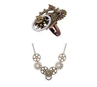 Fxzqgnh Collana/Anello Vintage Unisex con Catena Color