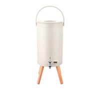 Fxzqgnh Contenitore Termico con Rubinetto Antigoccia Dispenser di Bevande con Termometro Robusto Contenitore Termico Gambe in Legno per Feste, Array, Bianco Sporco