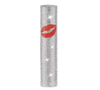 Fxzqgnh Custodia Microfono Cristalli Riutilizzabile Manicotto Microfono Glitter Impermeabile Accessorio Audio per Cantanti, Artisti, Canto Amatoriale, Argento Con Labbra Rosse, Set Di Diamanti