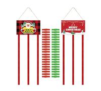 Fxzqgnh Espositore per Foto E Biglietti D'auguri in 2 Pezzi con 40 Clip Incorporate, Decorato con Elementi Natalizi E Realizzato in Tessuto Resistente, Ad, Babbo Natale