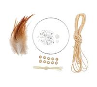 Fxzqgnh Kit Artigianale con Cerchio in Ferro Piume Naturali Cordoncino Perline E Conchiglie Adatto per Decorazioni Boho Regali Festa Momenti, Beige