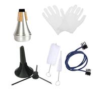 Fxzqgnh Kit Pulizia Tromba Spazzola Supporto Pieghevole Muta Dritta Guanti Materiale Acciaio Inox Pp Funzione Silenziatore Adatto per Principianti Casa Studio