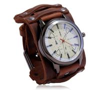 Fxzqgnh Orologio con Bracciale Vintage Orologio Bracciale Largo per Il Tempo Libero Libero, Array, Marrone retrò