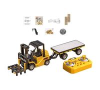 Fxzqgnh Rc Truck Toy Mini Radiocomandato con Carrello Elevatore in Metallo E Rimorchio Piatto Gru con Gancio E Luci Funzionanti Veicolo da Costruzione, Giallo