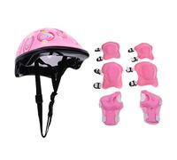 Fxzqgnh Set di 7 Pezzi per Casco Protettivo per Bambini: Casco, Ginocchiere, Gomitiere, Protezioni per I Polsi, Imbottitura Interna in Schiuma, Adatto per Att, Rosa