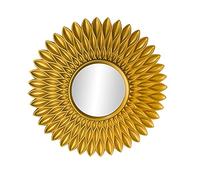 Fxzqgnh Specchio Rotondo Da Parete Specchio a Fiori Da Appendere Specchio per Il Trucco Retrò Materiale in Vetro Adatto per Camera Da Letto Soggiorno Sala Da, Oro a forma di fiore