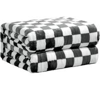 FY FIBER HOUSE Coperta in pile di flanella morbida e accogliente a scacchi con stampa a scacchiera a quadretti per letto, divano, 127 x 152,4 cm, nera