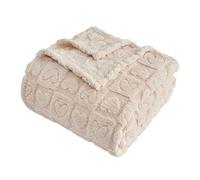 FY FIBER HOUSE Coperte in flanella con cuore a scacchi, morbide e calde per regali per amanti della mamma, papà, lavabile, leggera, per divano, letto, ufficio, tutte le stagioni (beige, 127 x 152 cm)