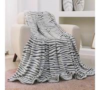 FY FIBER HOUSE Coperte in Pile di Flanella, morbide Coperte morbide e morbide, Coperta per Divano in Microfibra Leggera e Accogliente/Coperta per Divano per Adulti, 130x150cm, Zebra Nero