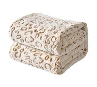 FY FIBER HOUSE Coperte Plaid in pile di flanella, morbide coperte morbide e morbide, coperta per divano in microfibra leggera e accogliente/coperta per divano per adulti, 130x150cm, leopardo marrone