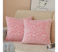 FY FIBER HOUSE Federa per cuscino in pile di flanella, con stampa leopardata, per divano, letto, divano, 45,7 x 45,7 cm, rosa leopardato