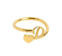 Fycakly Anelli aperti per donne ragazze a mia nipote anello a cuore iniziale delicato 26 lettere anello cuore gioielli moda accessori popolari anelli elastici, Misura unica, Metallo