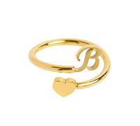 Fycakly Anelli aperti per donne ragazze a mia nipote anello a cuore iniziale delicato 26 lettere anello cuore gioielli moda accessori popolari anelli elastici, Misura unica, Metallo