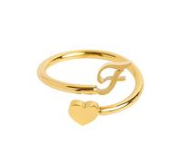 Fycakly Anelli aperti per donne ragazze a mia nipote anello a cuore iniziale delicato 26 lettere anello cuore gioielli moda accessori popolari anelli elastici, Misura unica, Metallo