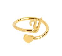 Fycakly Anelli aperti per donne ragazze a mia nipote anello a cuore iniziale delicato 26 lettere anello cuore gioielli moda accessori popolari anelli elastici, Misura unica, Metallo