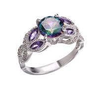Fycakly Anelli Donna Argento Anelli a forma di goccia dell'amante dell'anello pieno dell'anello della cavità dell'acqua di modo del diamante