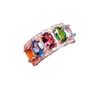Fycakly Anelli in Argento Anello di cristallo per le donne Varietà di moda anello regolabile con apertura colorata