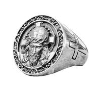 Fycakly Anelli in Argento Anello punk da uomo prepotente Anello con di Gesù di e