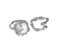 Fycakly Anello da donna Anello di perle geometriche asimmetriche alla moda di tendenza design personalizzato