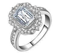 Fycakly Anello da donna Fede nuziale di fidanzamento con diamanti Bling da donna alla