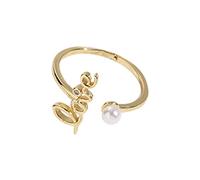 Fycakly Anello da donna Gioielli Ultimi gioielli di moda Anelli Birthstone Anello in oro da damigella d'onore con disegni iniziali Diamante aperto regolabile