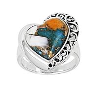 Fycakly Anello da donna in argento Silver Heart Lab ha creato l'anello retrò in argento taglie 6 7 8 9 10