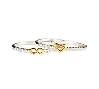 Fycakly Anello Donna Argento Reative Fashion Jewelry Lady Anello di fidanzamento Ring 8 Figure Ring Set in lega Taglia da 5 a 11 per uomo Donna