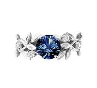 Fycakly Anello in argento Anelli di foglie di vite floreali da donna in argento trasparenti Fedi nuziali diamanti con fiori