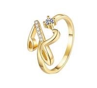 Fycakly Anello in argento Anello con 26 diamanti con alfabeto inglese per donna versatile regolabile estremità di San Regalo di San Coppia che si fa regali