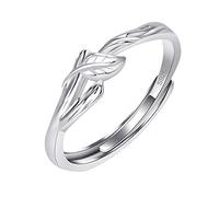Fycakly Anello per donne e ragazze, 1 paio di anelli coordinati, con foglie di albero da uomo aperte, può regolare la promessa uomini e donne un'amicizia una coppia è adatta per lei e per lui, moda