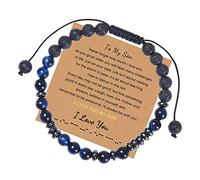 Fycakly Bracciale Donna Argento To My Son Code Bracciale Ti Braccialetti con codice regolabile con perline per il Ringraziamento di Natale di compleanno (Blue, One Size)