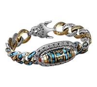 Fycakly Bracciale Mamma Bracciale con perline Mantra a sei caratteri in argento cinese Mantra a sei caratteri con perline Dzi nove occhi Feng Shui turchese nove (Camouflage, 20)