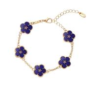 Fycakly Bracciale Ragazza Bracciale doppio versatile con cinque piccoli fiori come regalo per le coppie (E, 18x1cm)