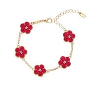 Fycakly Bracciale Ragazza Bracciale doppio versatile con cinque piccoli fiori come regalo per le coppie (A, 18x1cm)