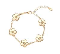 Fycakly Bracciale Ragazza Bracciale doppio versatile con cinque piccoli fiori come regalo per le coppie (G, 18x1cm)